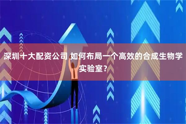 深圳十大配资公司 如何布局一个高效的合成生物学实验室？